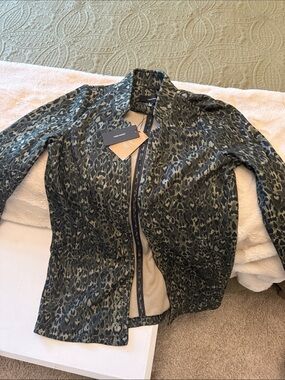 Vero Moda Olive Leopard Zip-Front Jacket